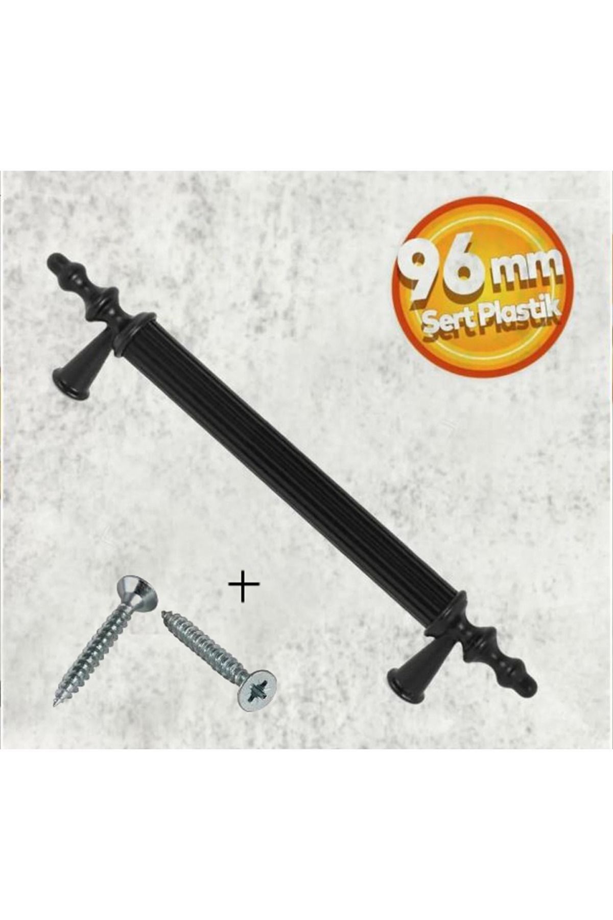 astu desing 96 Mm Mat Siyah Çekmece Dolap Mobilya Kulpu Sert Plastik Polimer