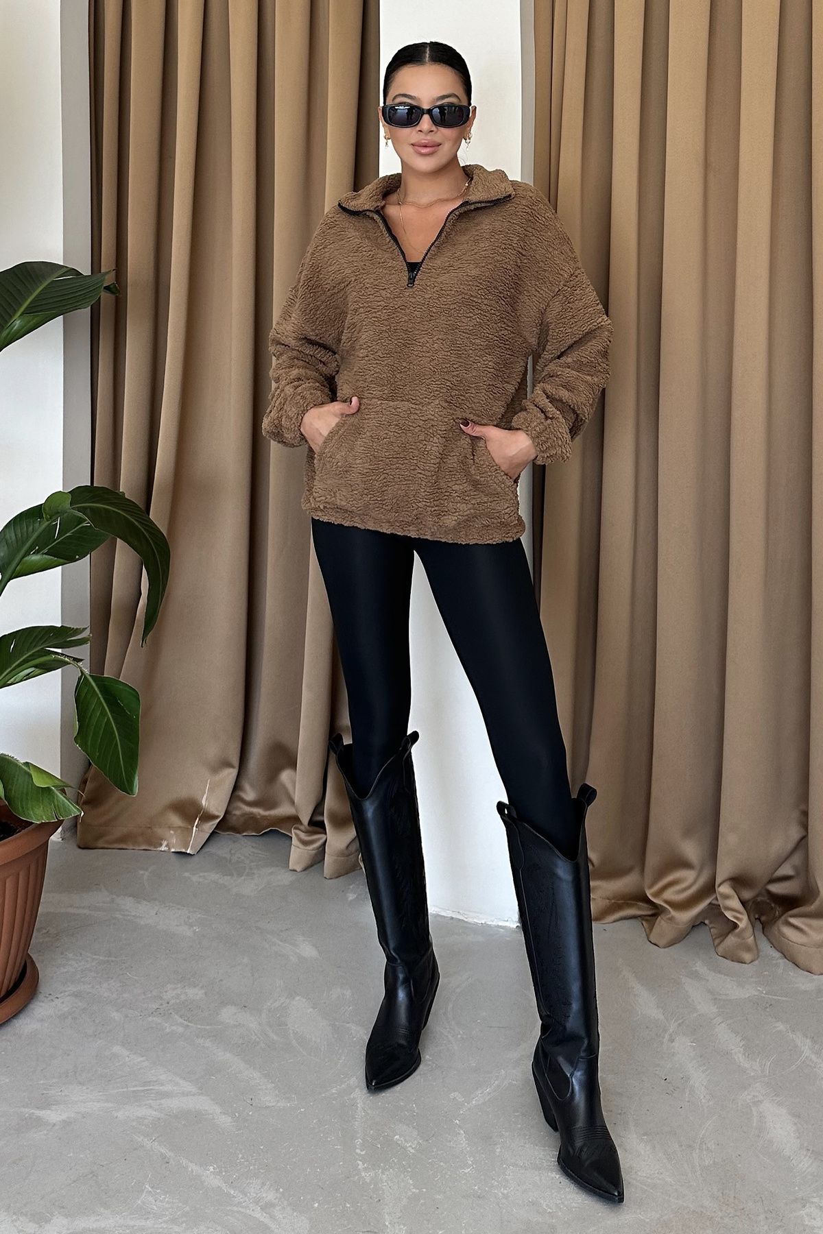 MODAGEN-Stehkragen-Lamm-Teddy-Stoff-Damen-Polar-Sweatshirt 2