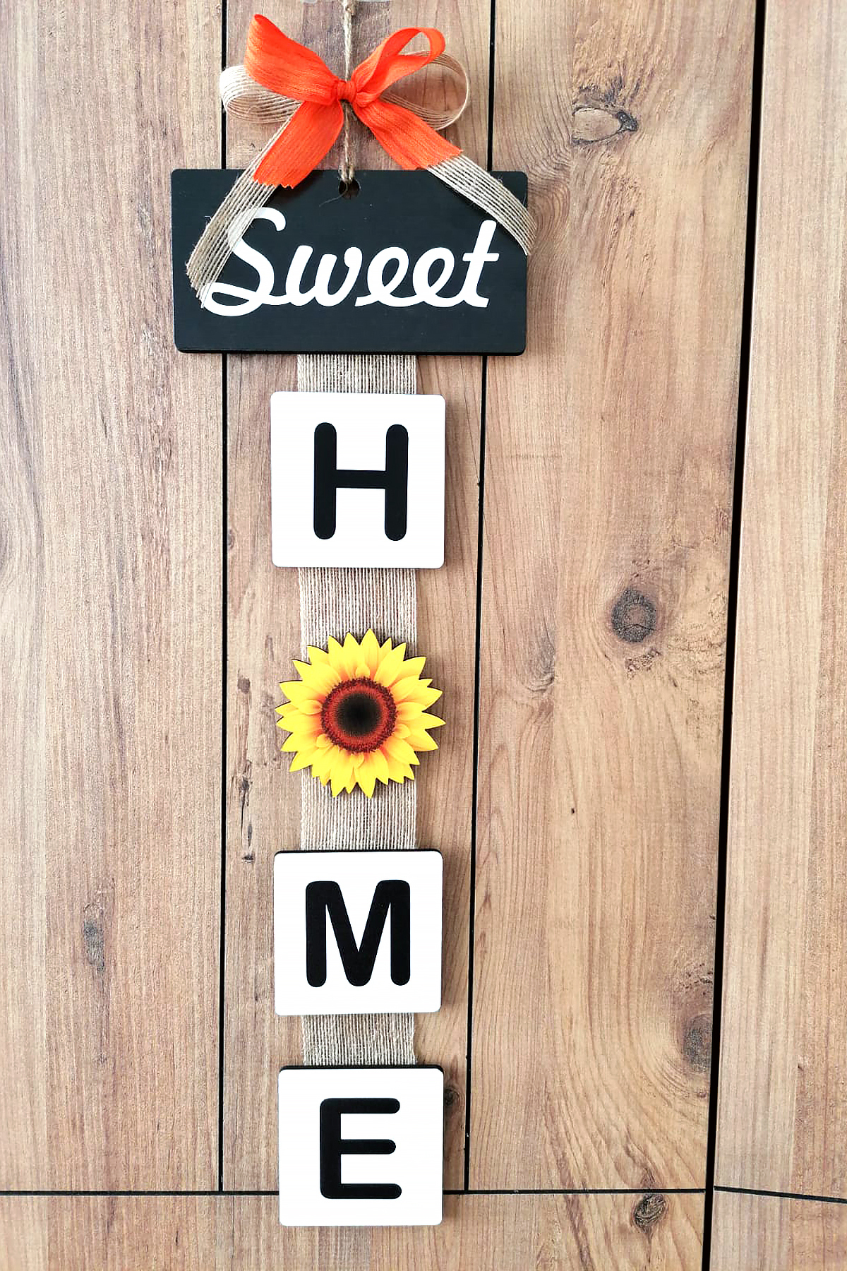 Ahşap Kapı Süsü "Sweet Home" |Ayçiçeği Desenli El Yapımı Ayçiçeği Kapı Süsü | Ev Dekorasyonu