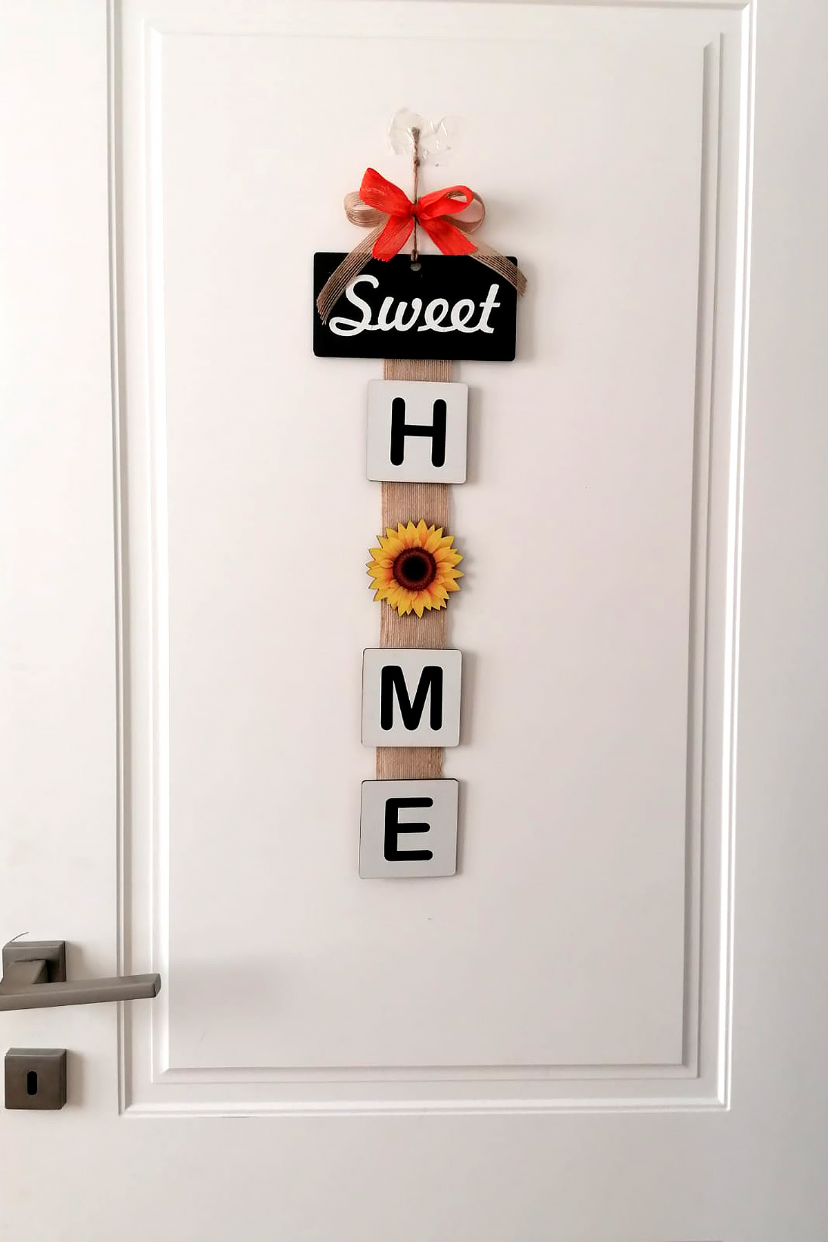 Ahşap Kapı Süsü "Sweet Home" |Ayçiçeği Desenli El Yapımı Ayçiçeği Kapı Süsü | Ev Dekorasyonu 2