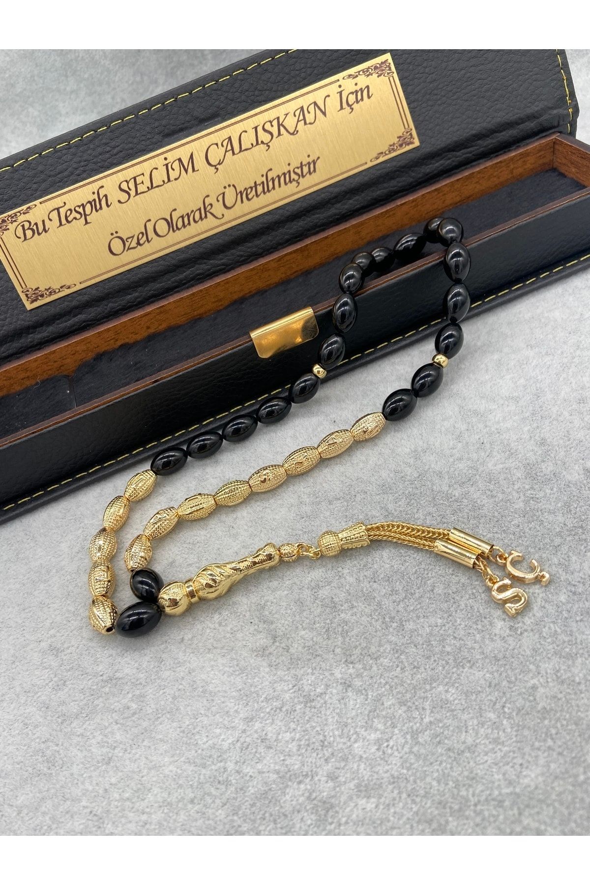 Tespihçe Erkek Kişiye Özel Tasarım Isimli Sıkma Kehribar Tesbih + Isimli Kutu