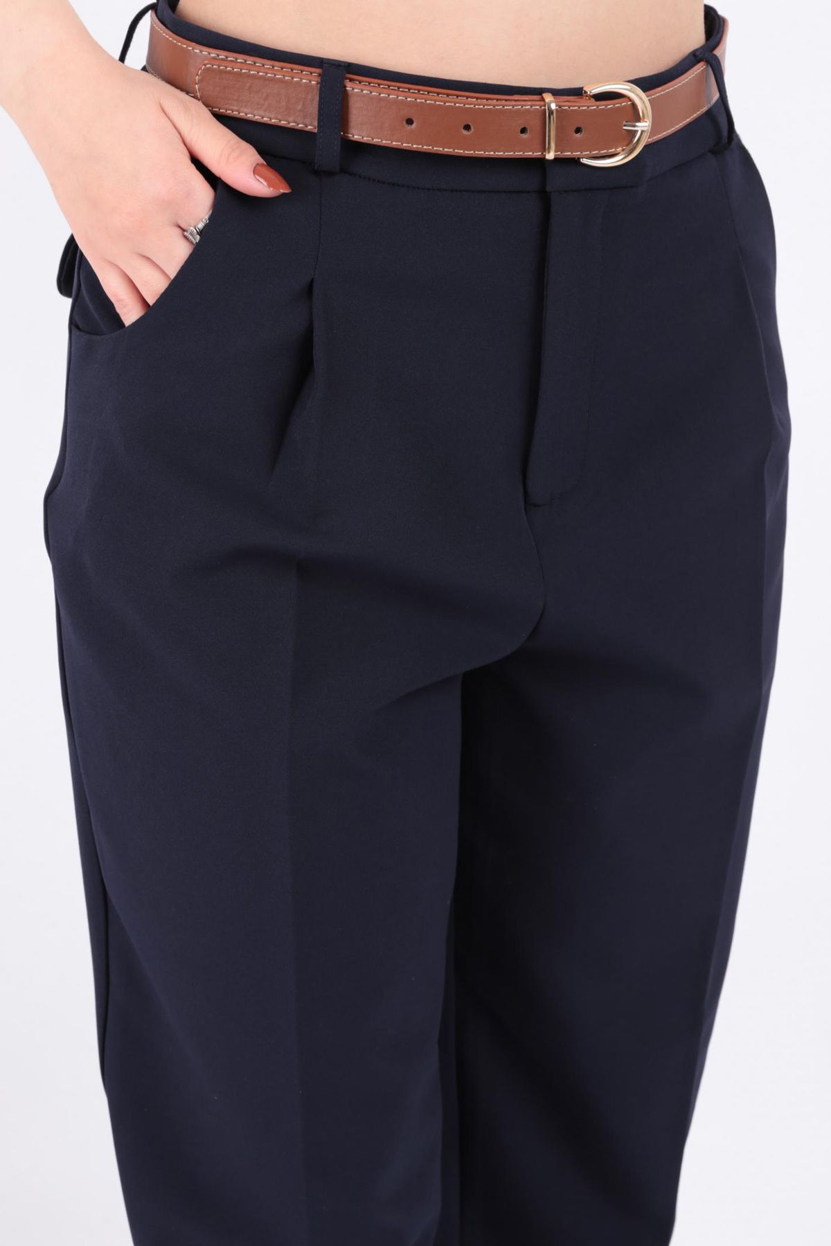 AYHAN-70640 Pantaloni de damă cu centură 5