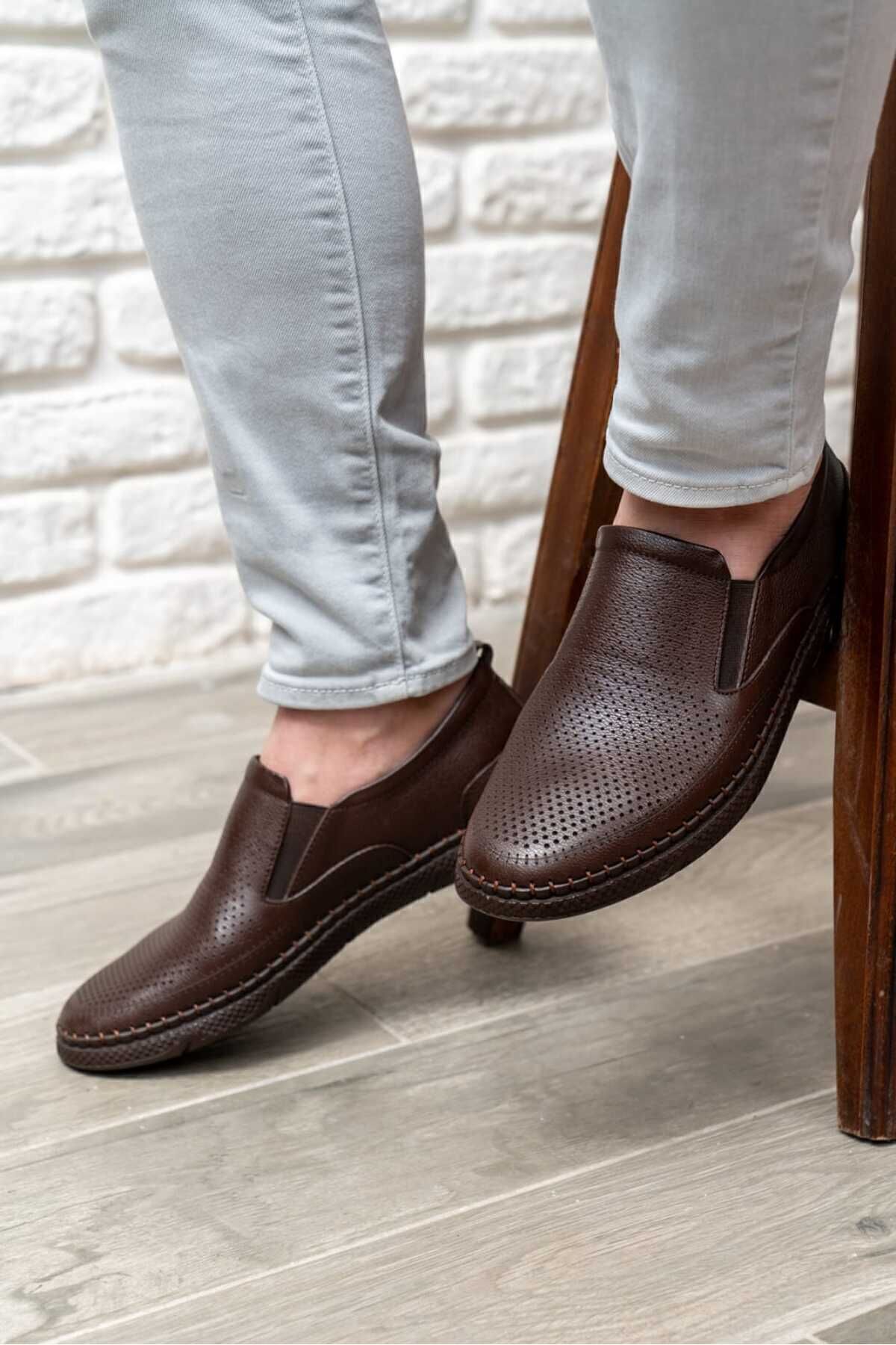 D&M DANİ&MARCA Erkek Hakiki Deri Ayakkabı, Günlük Ayakkabı, Yazlık Ayakkabı , Loafer Ayakkabı Kahve görsel 4