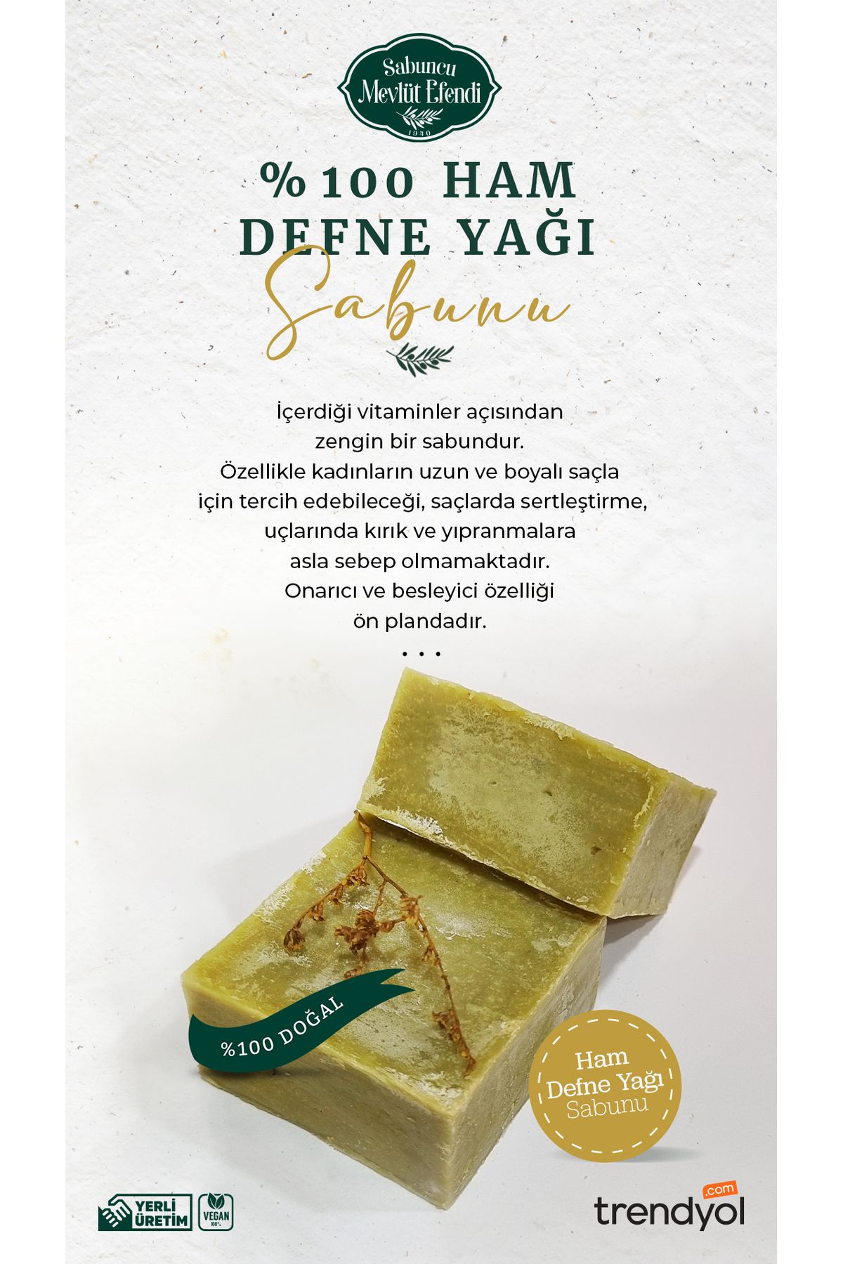 صابون 100% روغن خلیج خام 400 گرم (4 عدد) Sabuncu Mevlüt Efendi