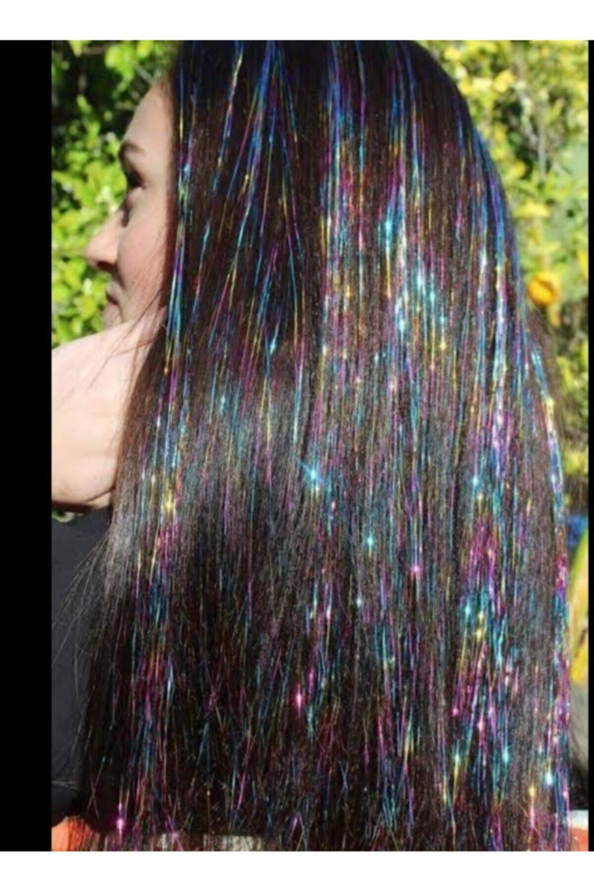 EFLAMEL DESING Saç Simi Renkli Ve Saç Üzerine Düğümle Bağlanan 110-120 Cm Açık Uzunlukta Hair Tinsel