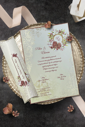 Cem Davetiye Düğün Nişan Nikah Kına Davetiyesi 3221 (100 ADET) Baskı Dahil