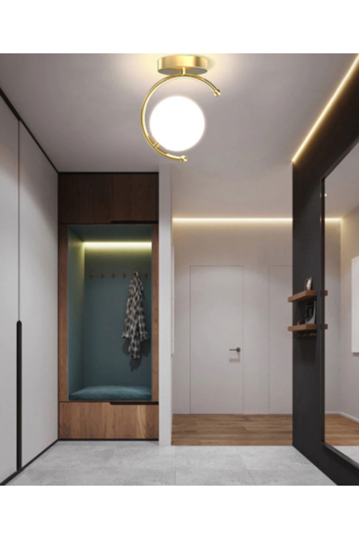 Lunas Modern Gold Kasa Beyaz Kapalı Camlı Tekli Avize