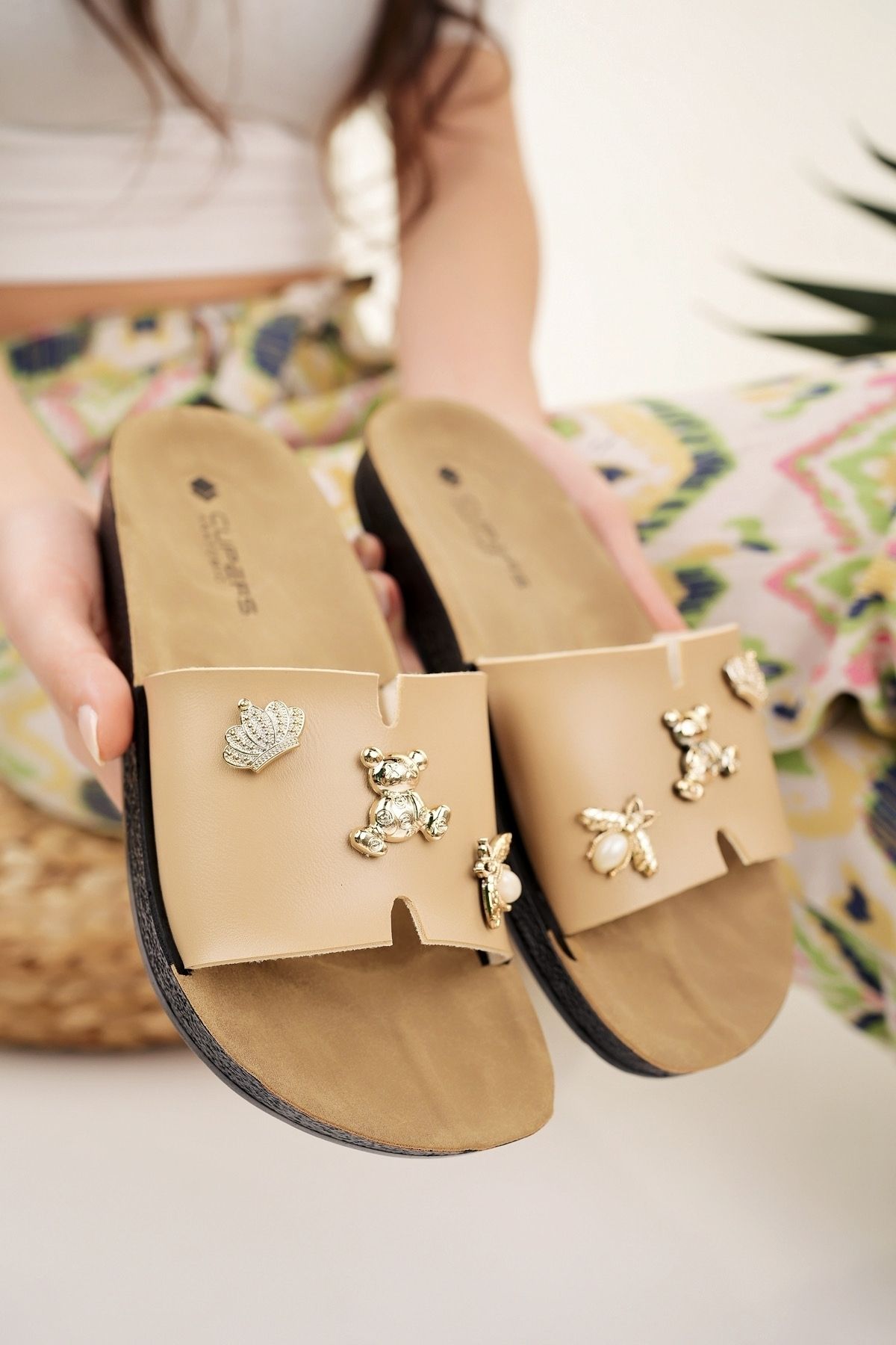 Modafırsat-Papuci de zi cu zi pentru femei bej cu cataramă ortopedică Accesorii Sezon nou Vară eleganti acasă, plajă, vacanță, papuci 4