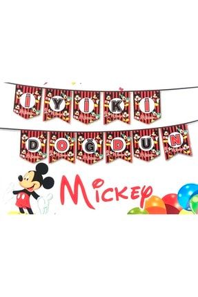 Mickey Mouse Karakter Temalı Miki Fare Parti Konsepti 2 Metre Iyiki Doğdun Yazısı Yazı Banner HZRMICKEYBANNER