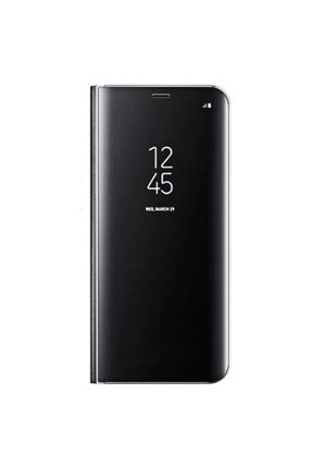 Samsung Galaxy S21 Uyumlu Aynalı Kapak Clear View Flip Cover Mirror Kılıf - Siyah S21-AK