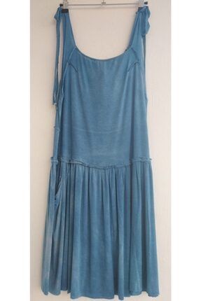 Kadın Tasarım Asimetrik Tek Cepli Handmade Batik Askılı Plaj Elbisesi LV-0012