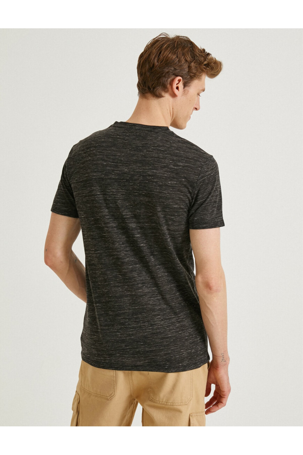 تیشرت مردانه خاکستری کوتون | 1YAM11049LK اورجینال - تصویر 4