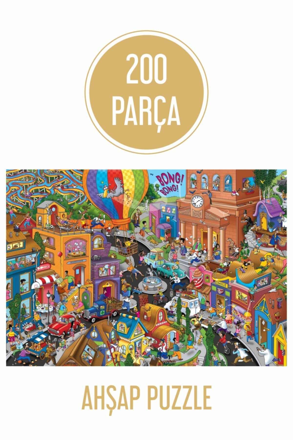 Baskı Atölyesi 200 Parça Ahşap Puzzle Şehirde Alışveriş Ve Yaşam