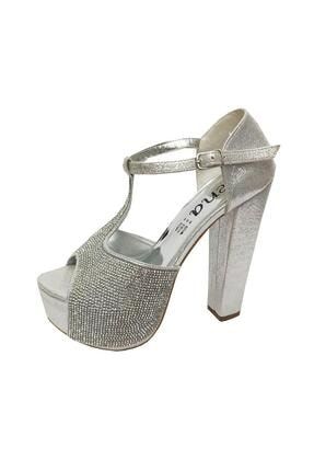 Kadın Gümüş Platform Topuklu Abiye Ayakkabı 500 P-000000000000000234