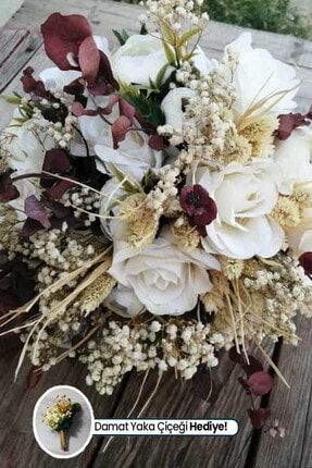 Cipsolu Okaliptuslu Beyaz Gelin Buketi – Gelin Çiçeği GB22215