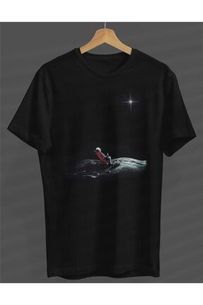 Unisex Kadın-erkek Rahat Astronot Siyah Yuvarlak Yaka T-shirt. S23358042440SİYAHNVM
