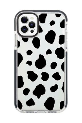 Iphone 12 Pro Max Siyah Kenarlı Anti Shock Dalmaçya Desenli Telefon Kılıfı IP12PMLK-048