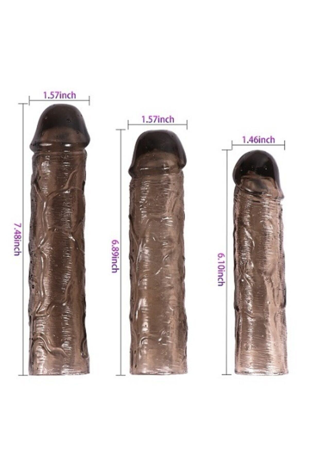 3lü Penis Kılıfı Set Ucu Dolgulu Uzatmalı Prezervatif Zenci Dildo