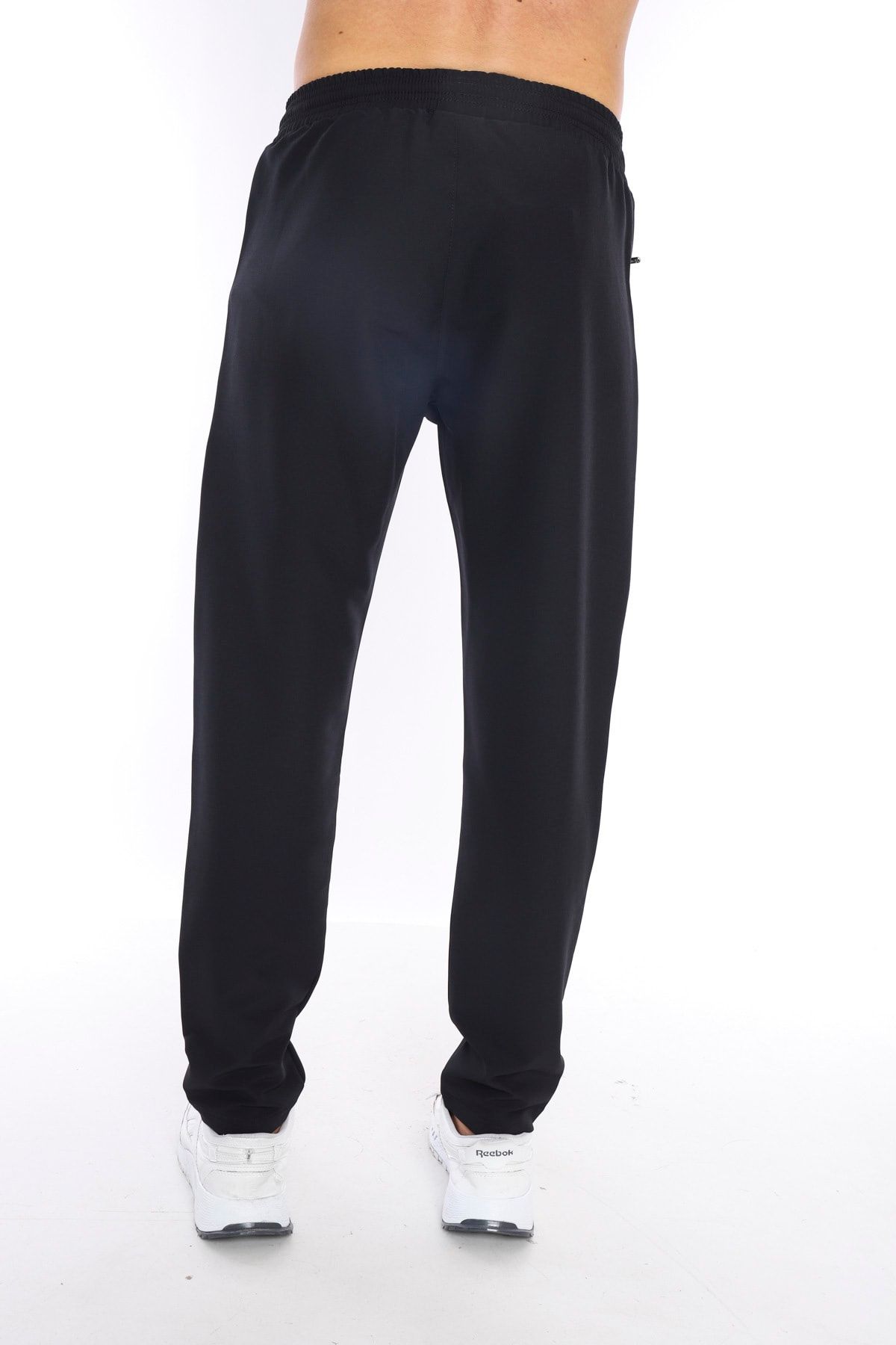 Need-Men's Black Pocket Zippered Embroidery Detailed Straight Leg Sweatpants 3