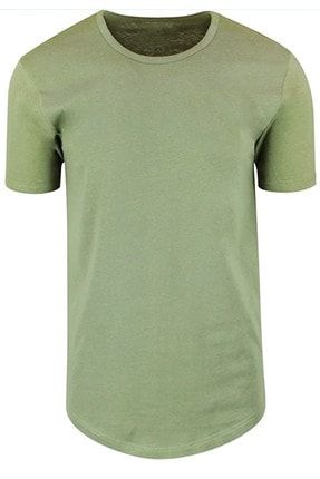 Haki Oval Kesim Slim Fit Dar Kalıp T-shirt SCRT02