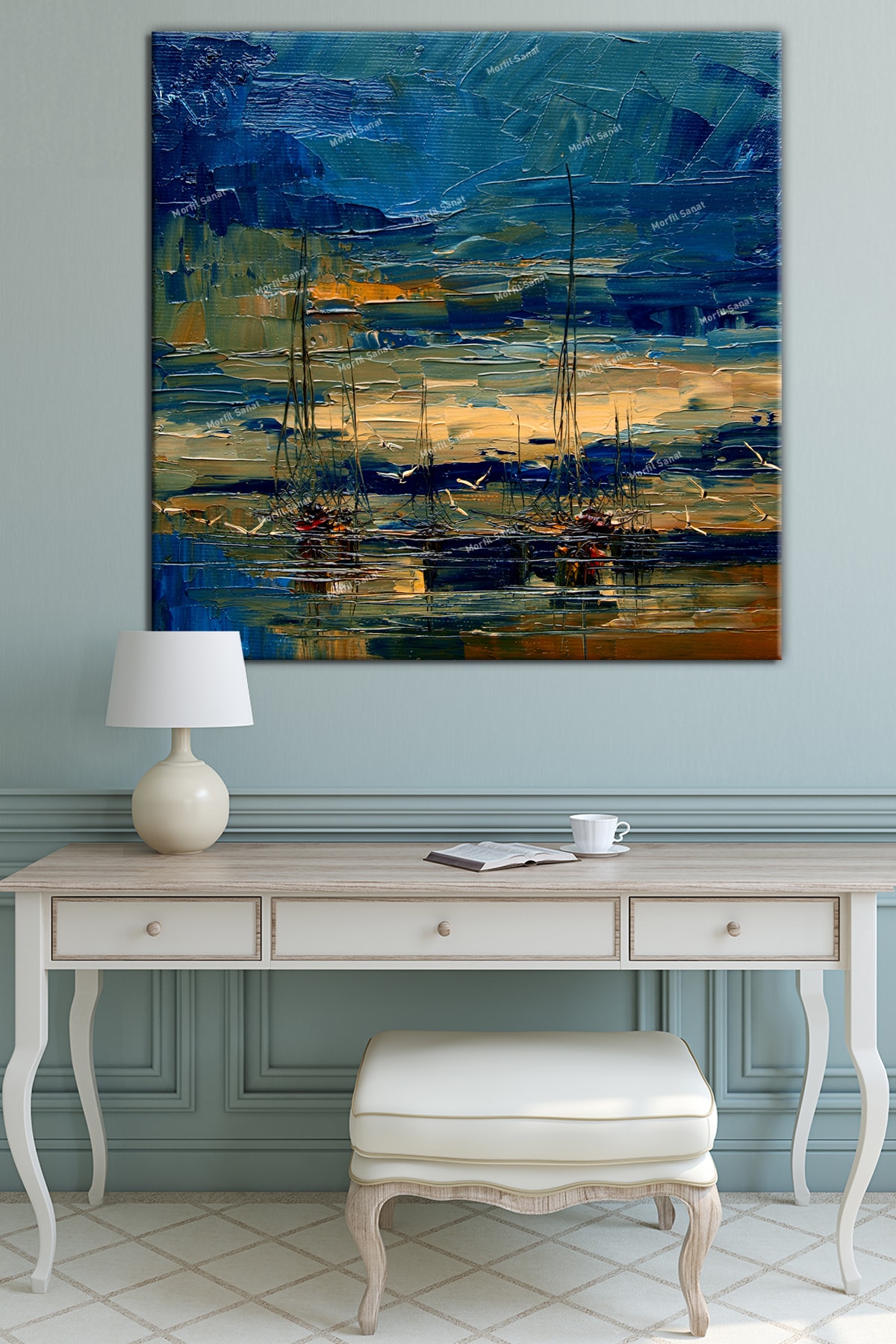 Yelkenliler Yağlıboya Efektli Kanvas Tablo (8 Farklı Ölçü)
