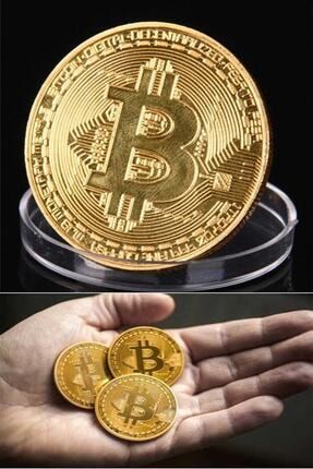 Bitcoin Madeni Hediyelik Sanal Hatıra Parası 3 Adet Gold Renk Kutulu Btc 3goldsrfx