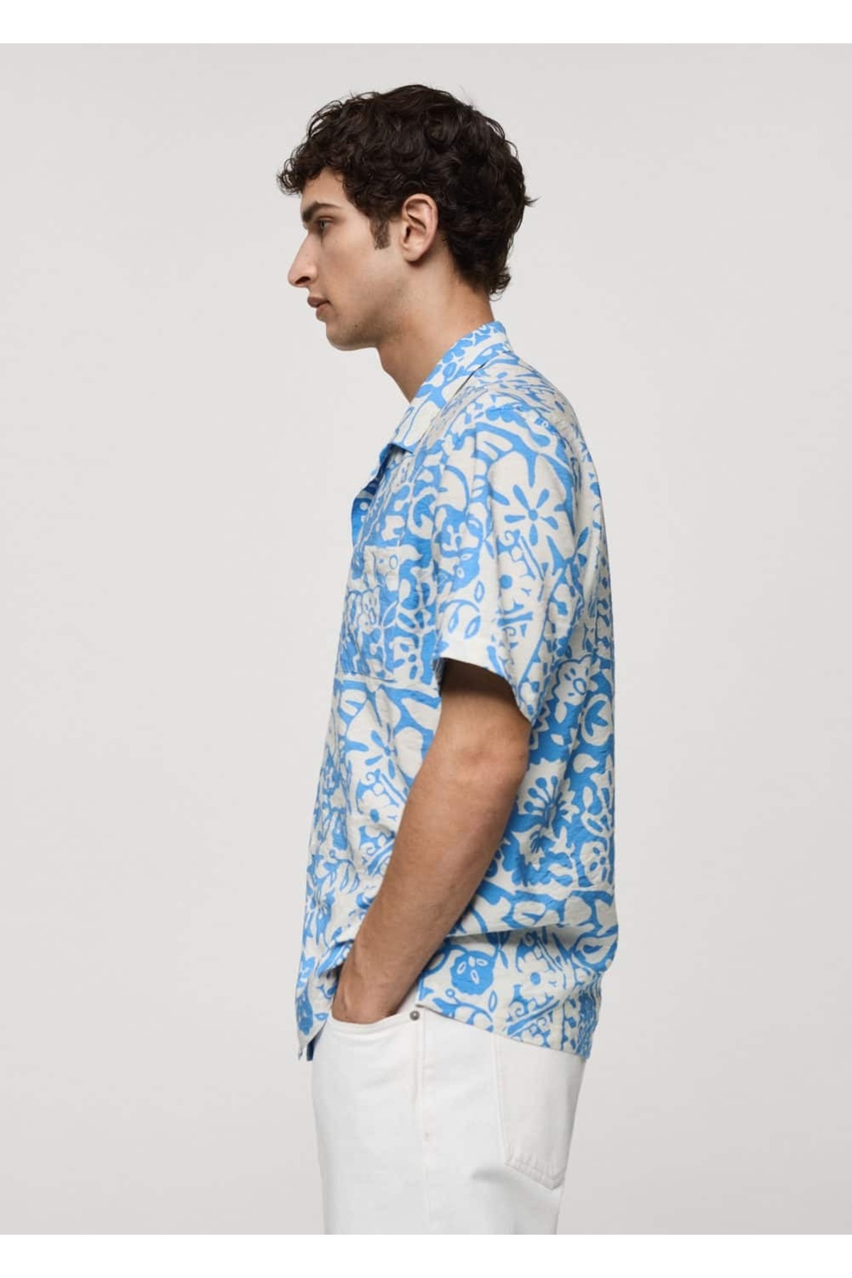پیراهن مردانه آبی MANGO Man | 67067690 اورجینال - تصویر 5