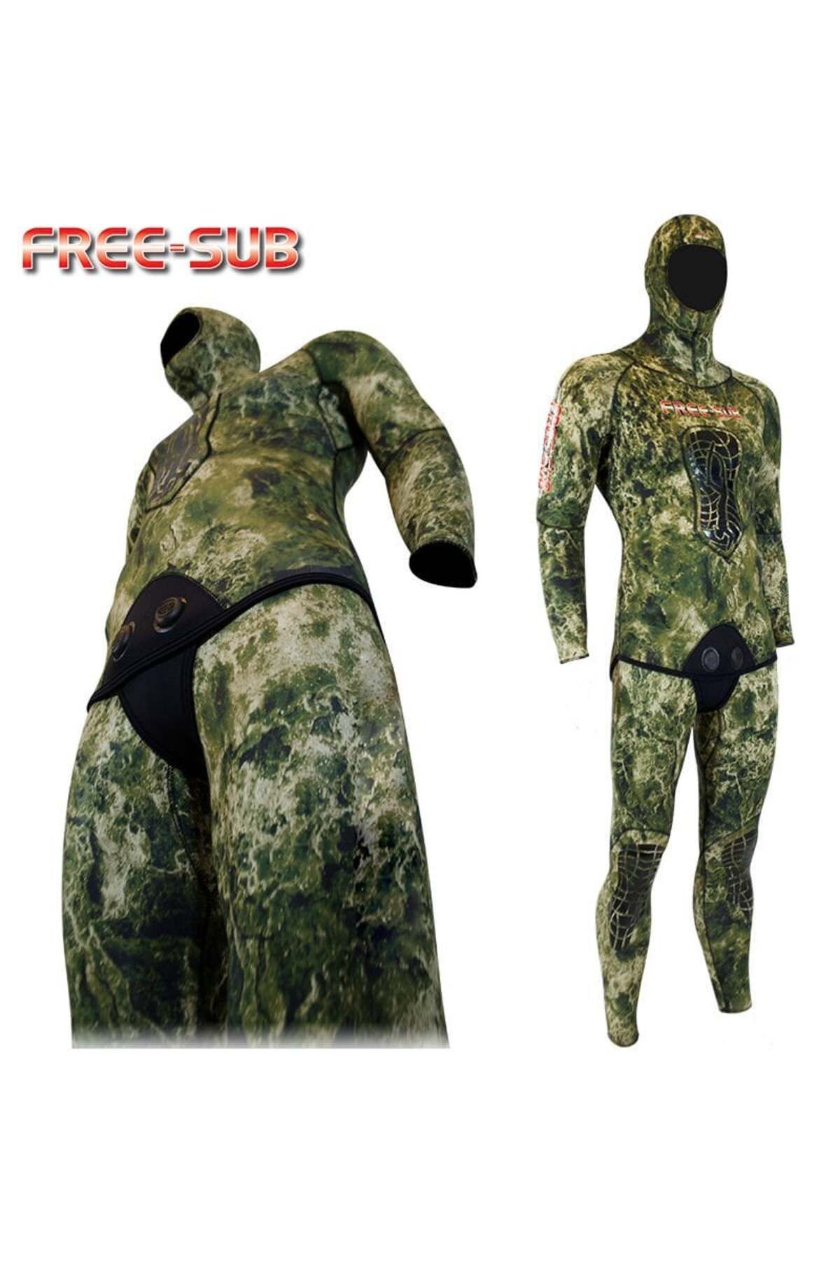 وت سوت (لباس غواصی) سبز مردانه Free Sub مجموعه غواصی رایگان 5 میلی متر متخصص FreeSub Free-Sub