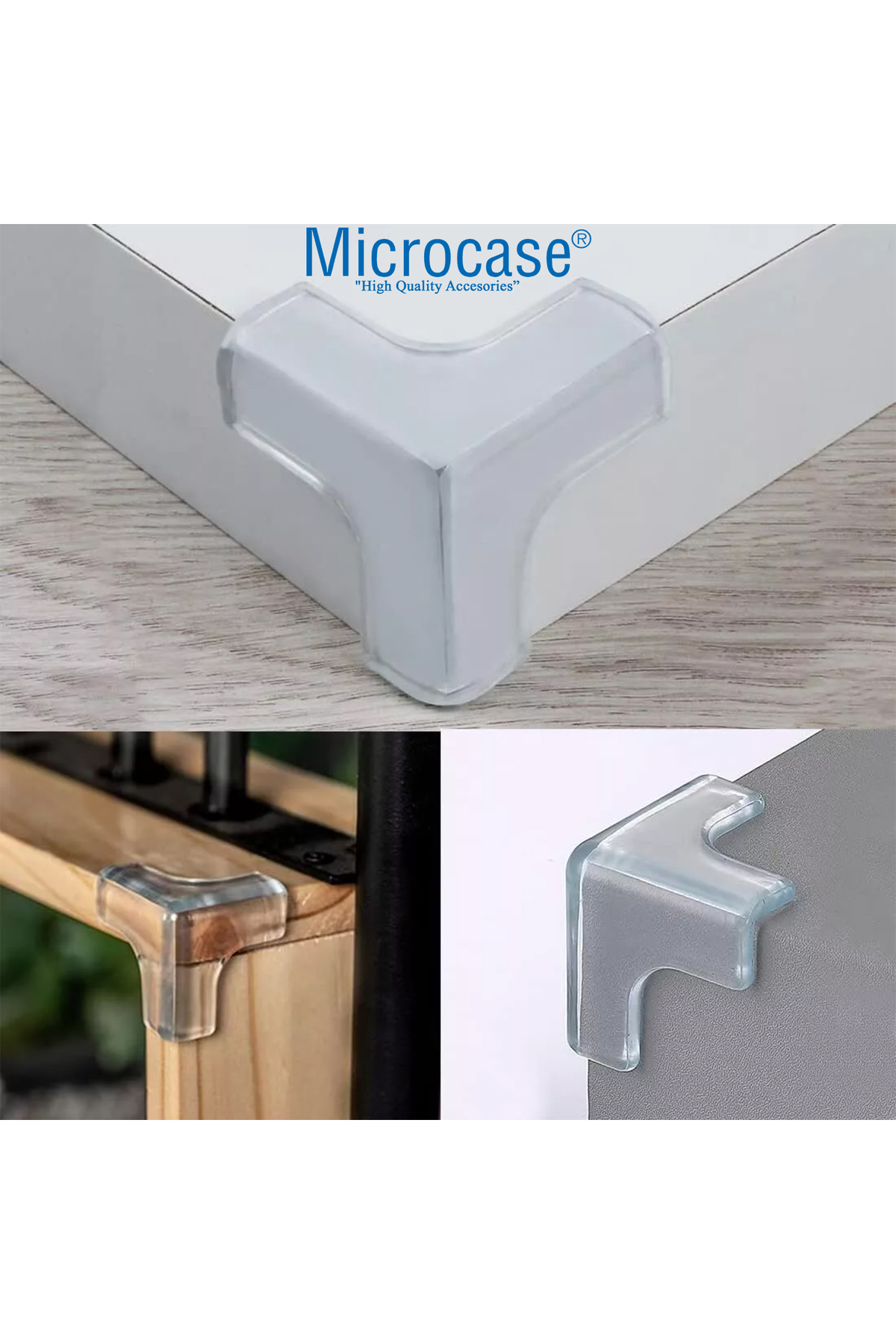 Microcase Bebekler için Eşya Masa Köşe Koruyucu Şeffaf Kendinden Yapışkanlı Silikon Köşe Koruma -AL4544 4 Adet fotoğrafı 2 (önizleme)