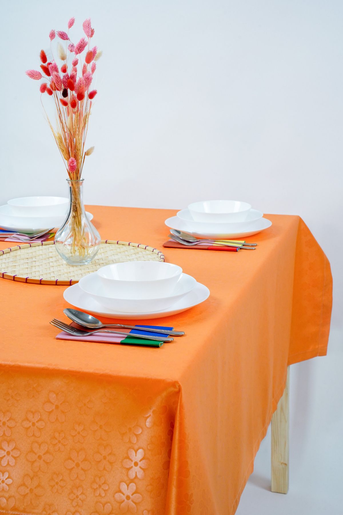 homease-Etuval Nostalgia Series Seersucker Print Small Flower Patterned Carefree Tablecloth 6