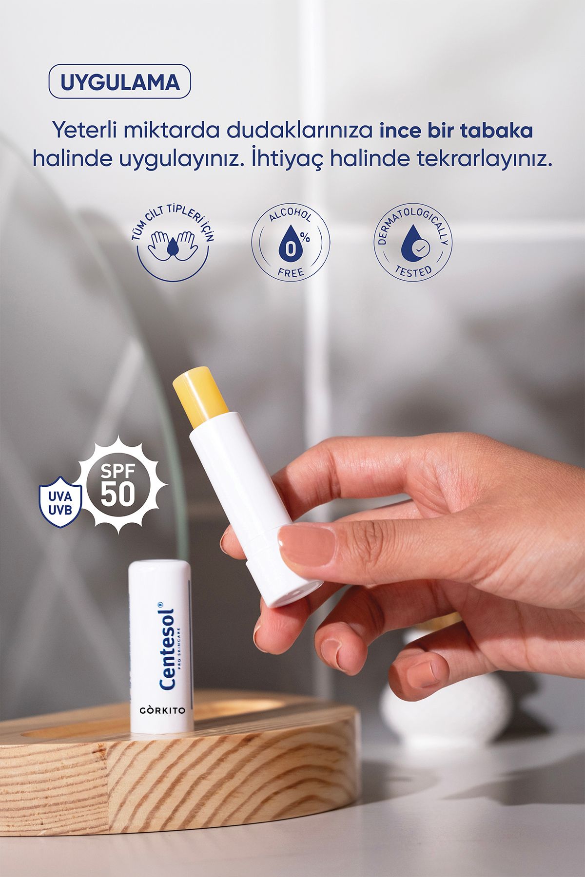 کرم لب و اسکراب مرطوب کننده ترمیم مومیایی کردن SPF 50+ 4 گرم CENTELLA ASIATICA روغن نارگیل Görkito