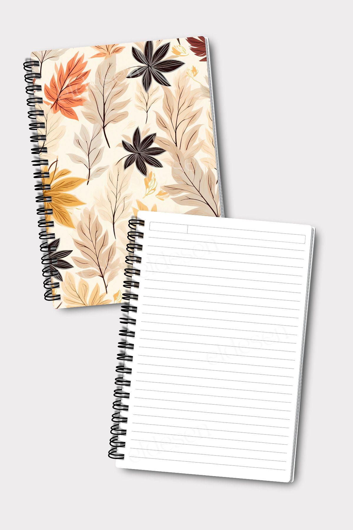 Eldesen Tasarım-A5 Size Set of 4 - Spiraled Lined School Notebook, 50 Sheets 100 Sheets 4