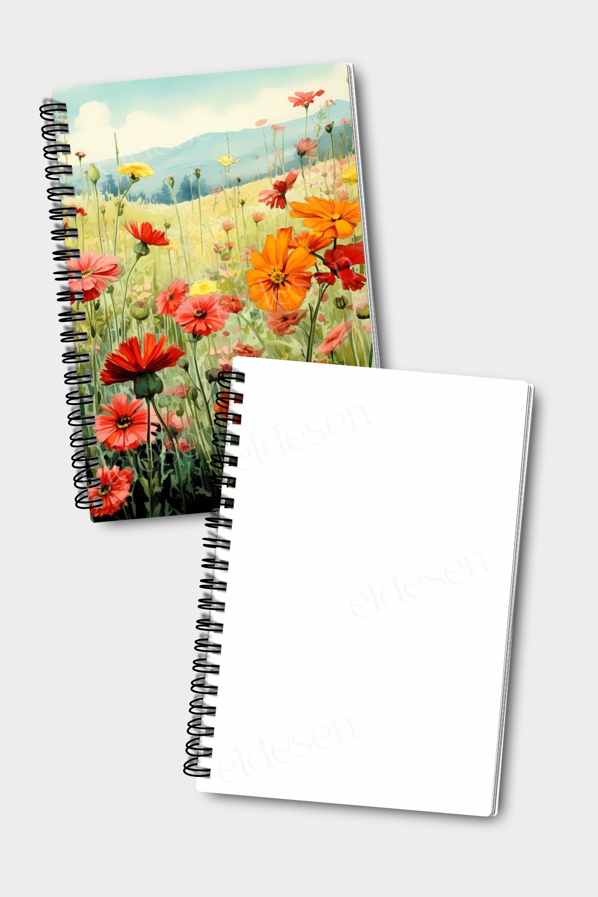 Eldesen Tasarım-A5 Size Set of 4 - Spiraled Unlined School Notebook, 50 Sheets 100 Sheets 5