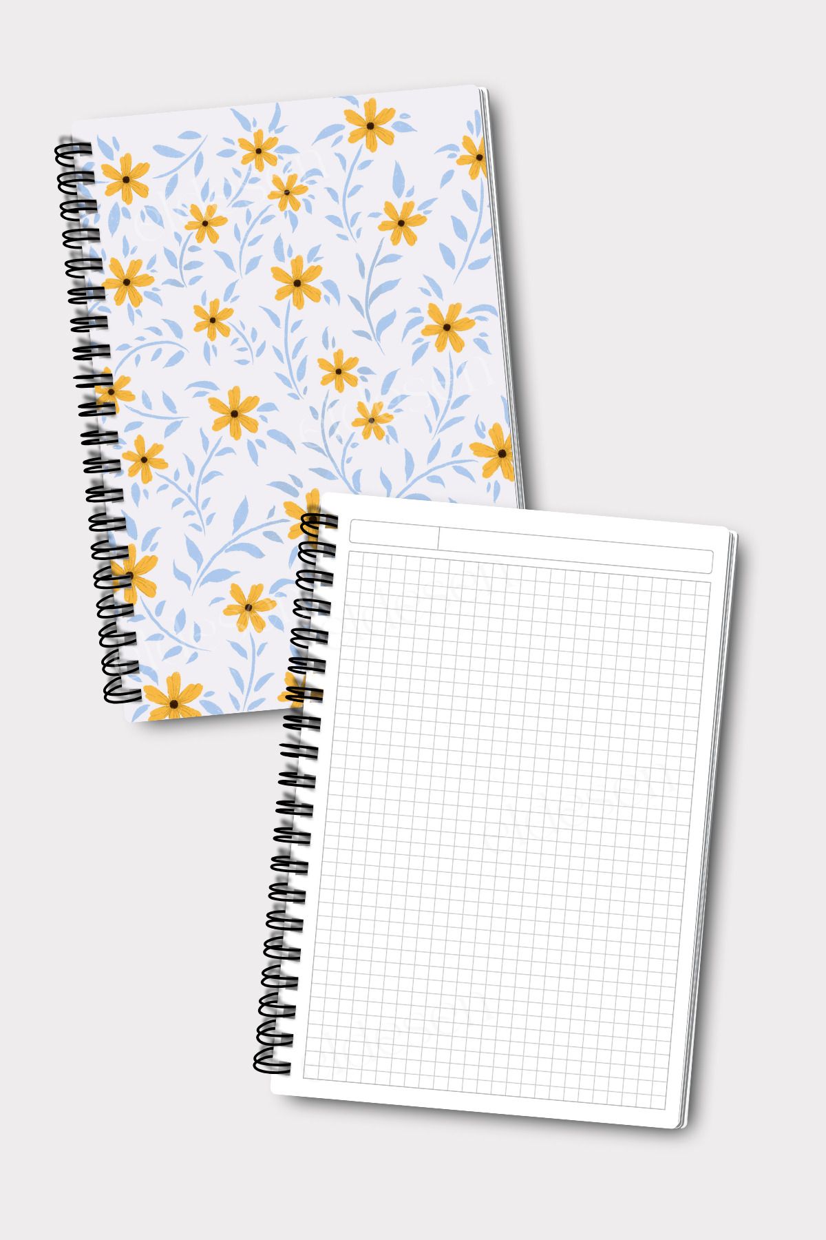Eldesen Tasarım-A5 Size 50 Sheets 100 Sheets - Spiral and Checked School Notebook Set Set of 4 6