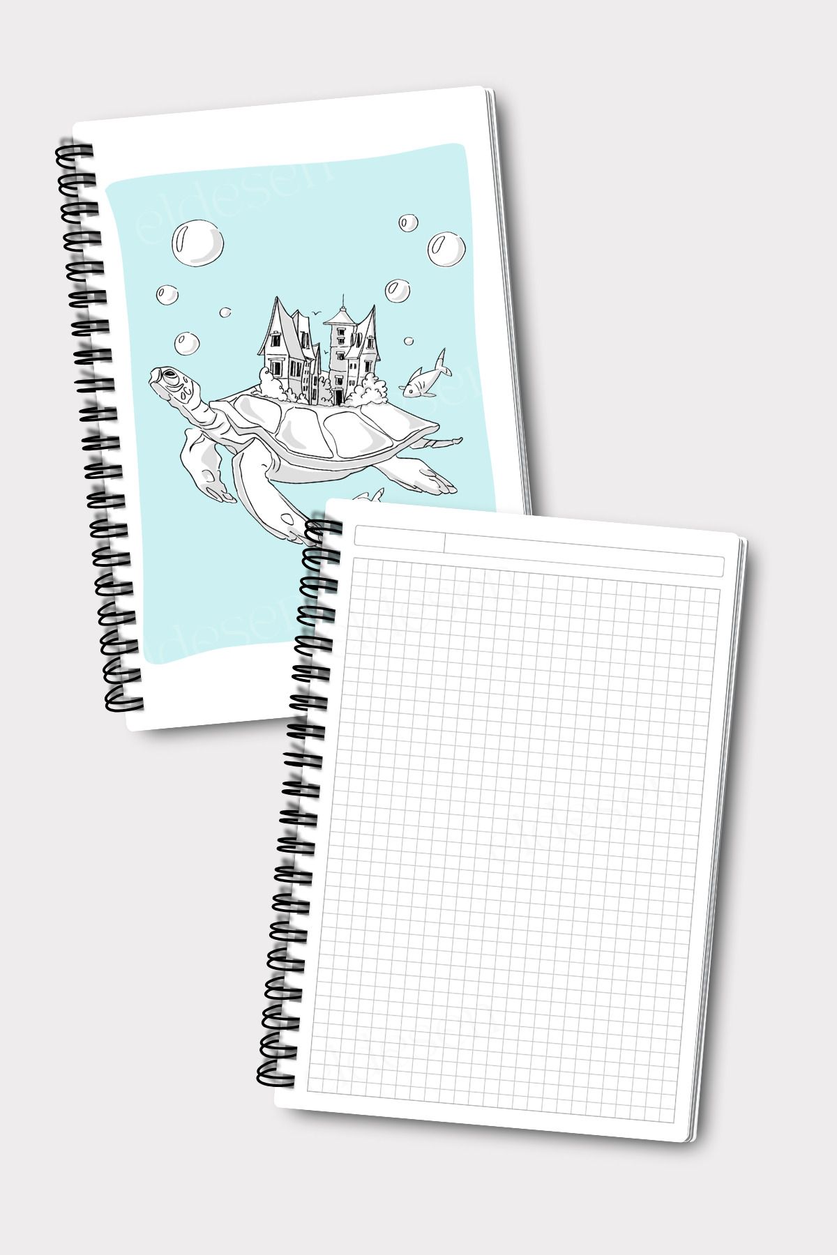 Eldesen Tasarım-A5 Size 50 Sheets 100 Pages - Checked and Lined 2-Piece Notebook Set 5