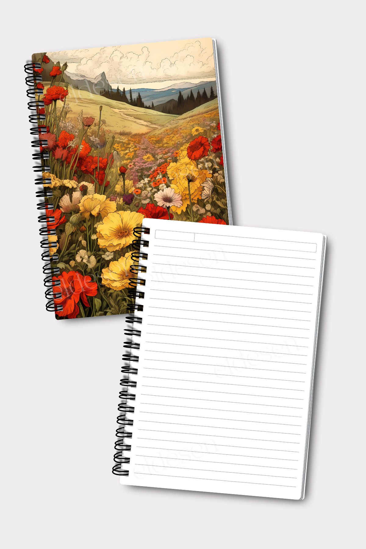 Eldesen Tasarım-A5 Size Set of 4 - Spiraled Lined School Notebook, 50 Sheets and 100 Sheets 4