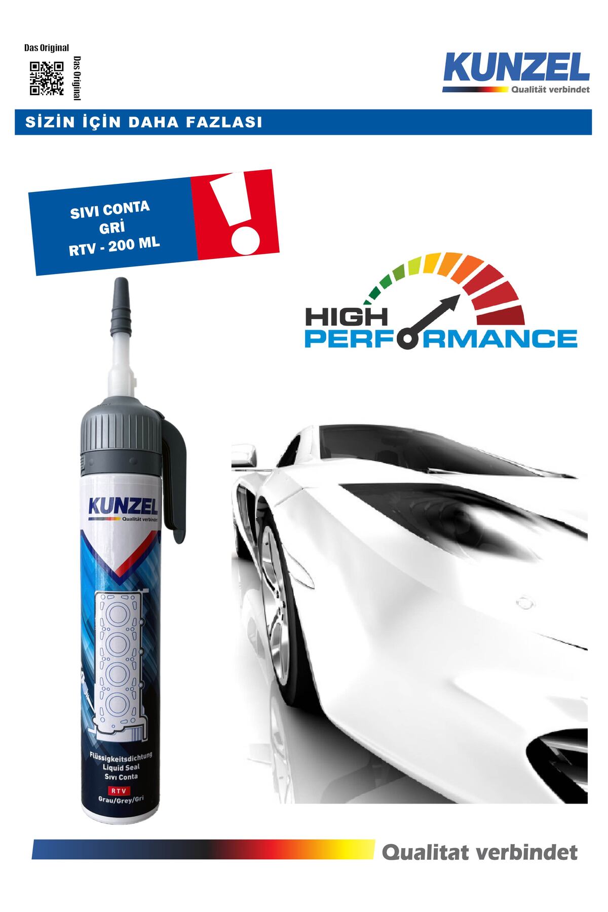 KUNZEL Sıvı Conta Tetik Mekanizmalı Rtv Gri 200 ml