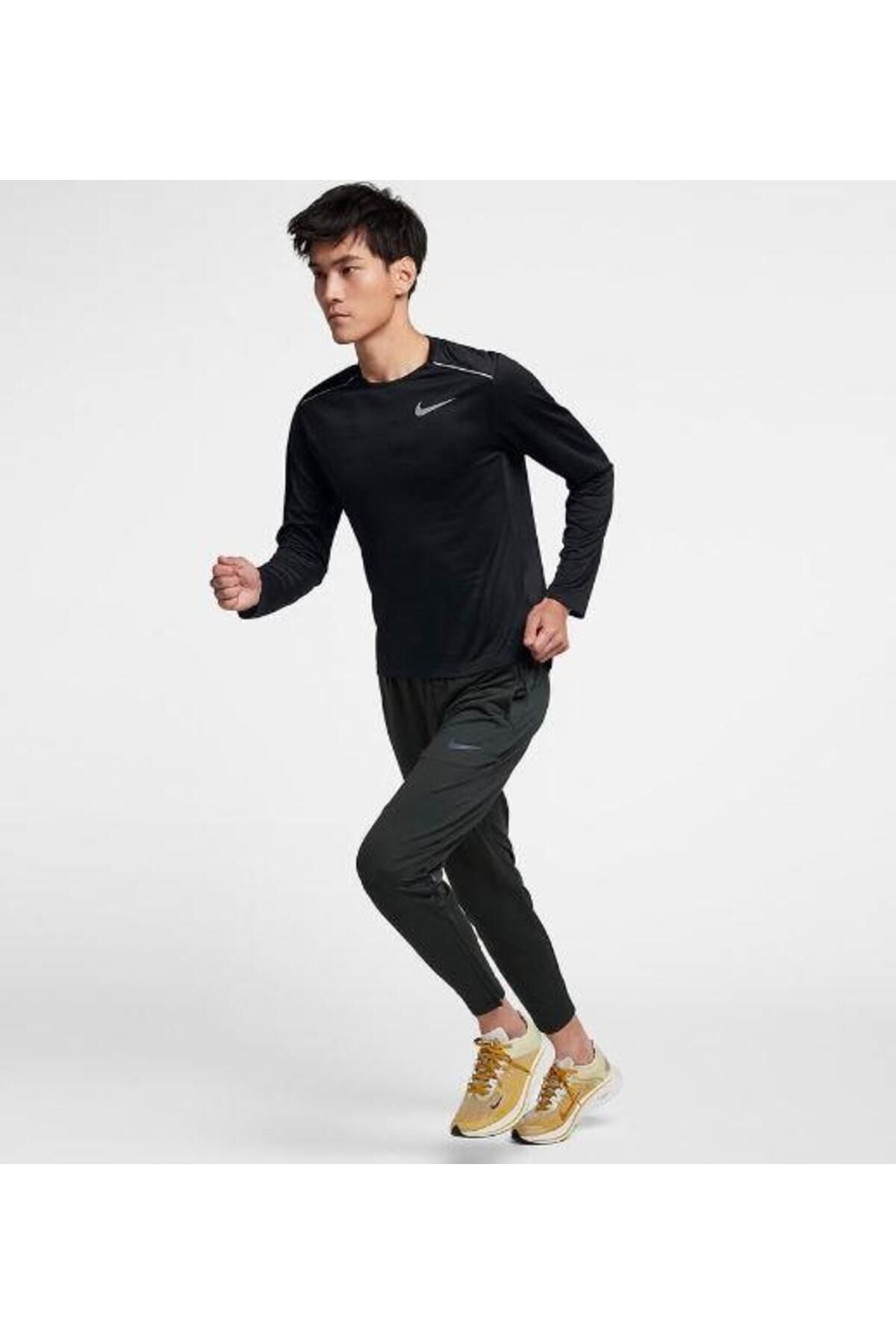Nike Dry Miler Top Ls Erkek Siyah Ko u Uzun Kollu Antreman Ti ort Aj7568 010 Erkek Giyim