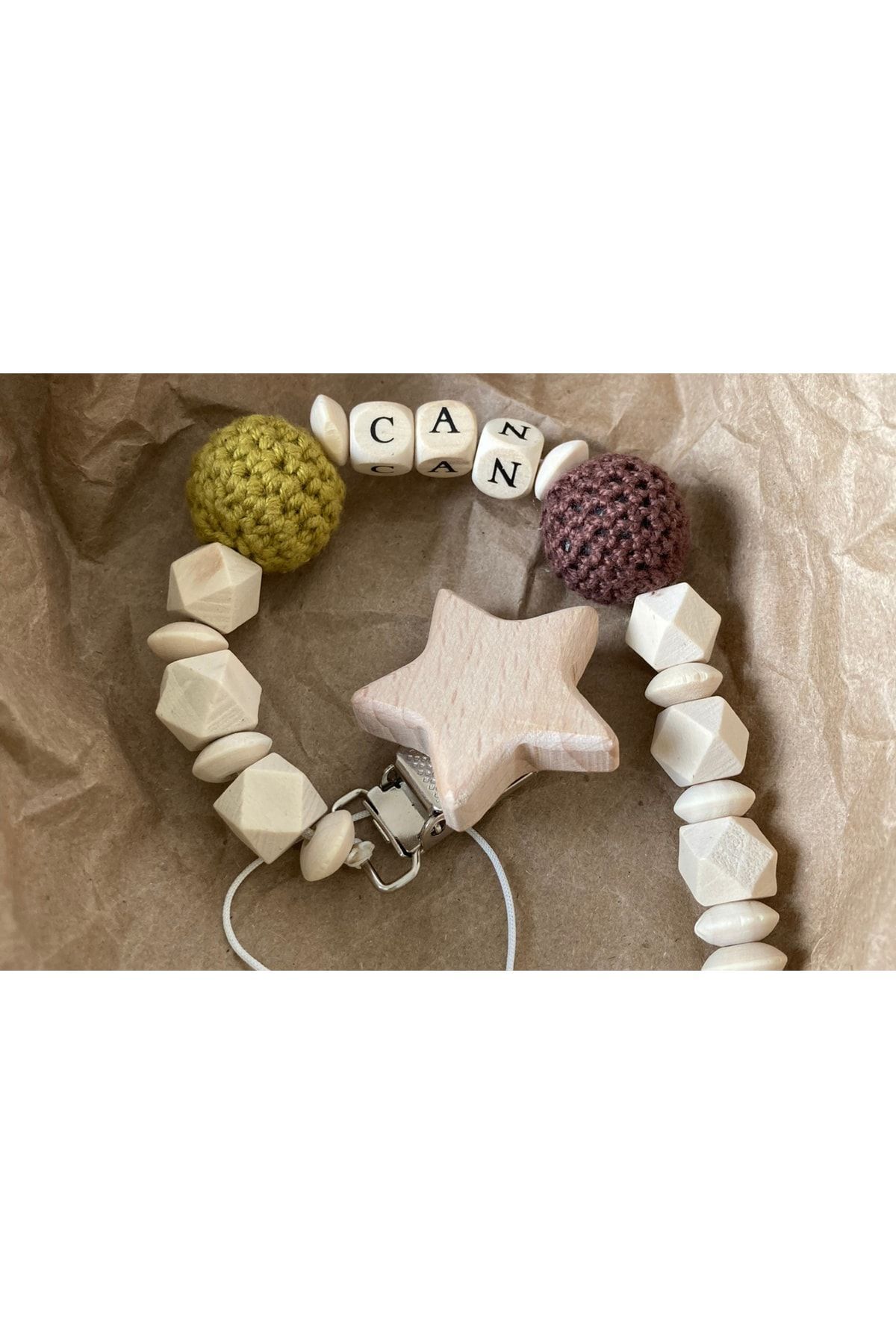 tiny wood-Pacifier Chain - Design with Name 2