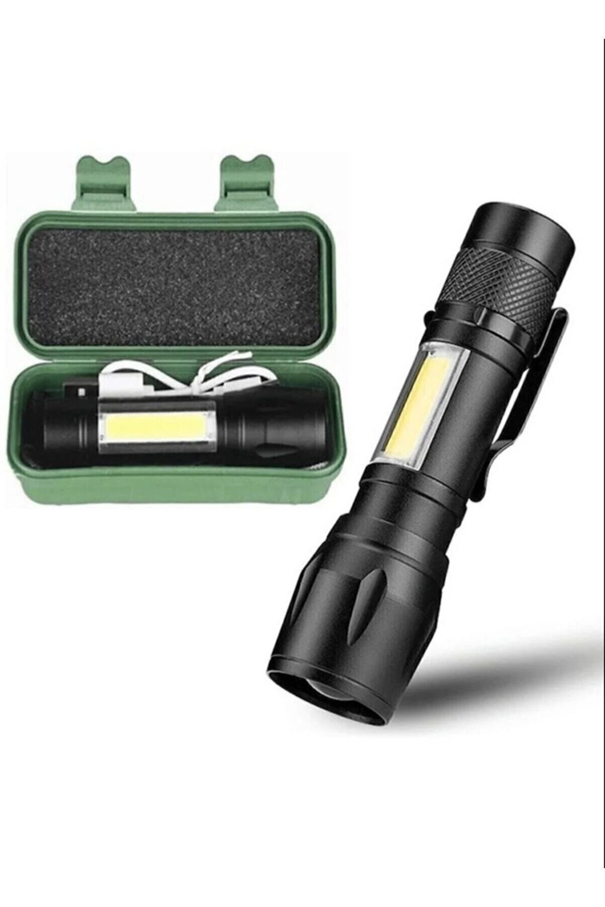 Ultra Güçlü 2500 Lumen 5w Cob Led Usb Şarjlı El Feneri Avcılık,kamp Feneri Deprem Çantalık Fener