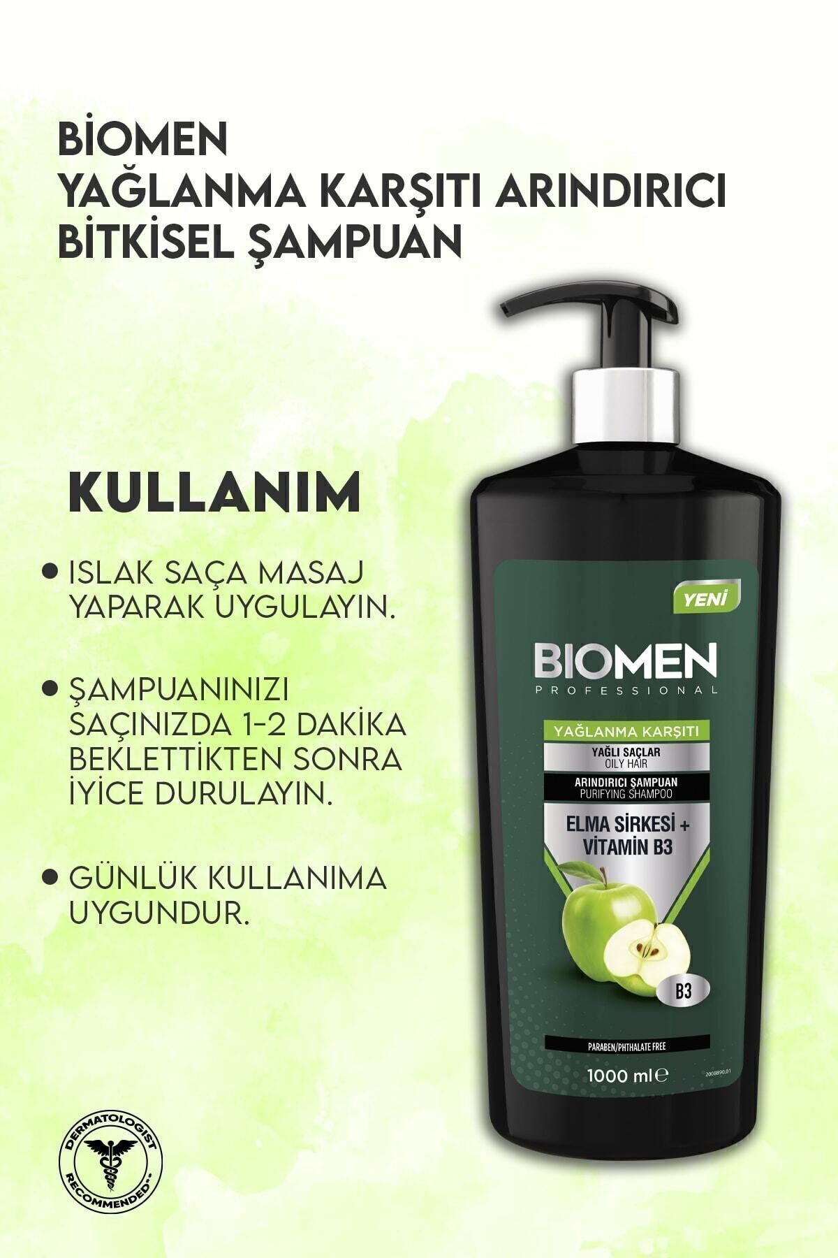 Biomen-Anti-Oil Shampoo with Apple Cider Vinegar and Vitamin B3 - For Oily Hair 3