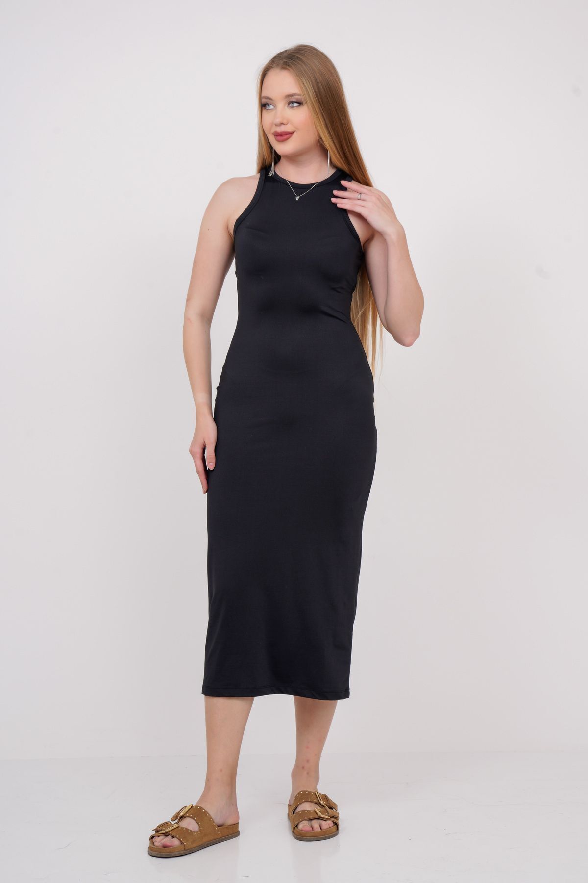 SevdeUgur-Women's Black Skinny Long Dress / Sevde Ugur 3