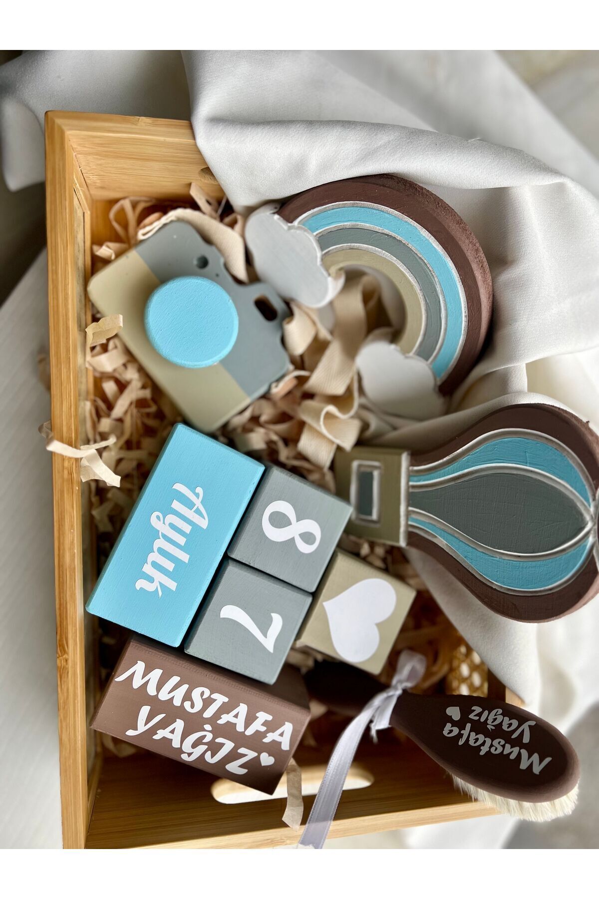 Objeli gökkuşağı balon ve fotoğraf makınalı tam set bebek hediyelik ve çekim aksesuarı