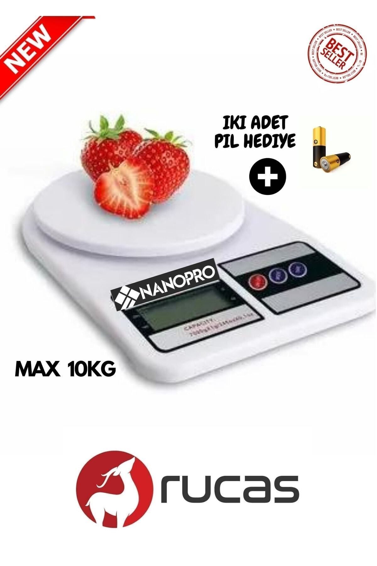 Rucas Dijital Hassas Mutfak Tartısı - Mutfak Terazisi-hassas Ölçüm 10 Kg