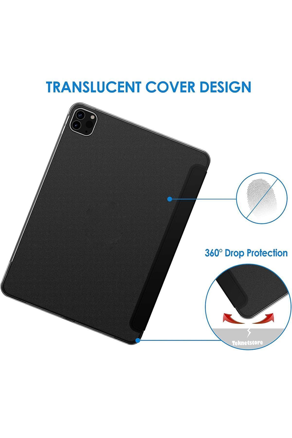 TEKNETSTORE-Apple Ipad Pro 4th Generation M2 2022 11 Inch Tablet Compatible Smart Case with Flip Smart Stand Smart Cover 8