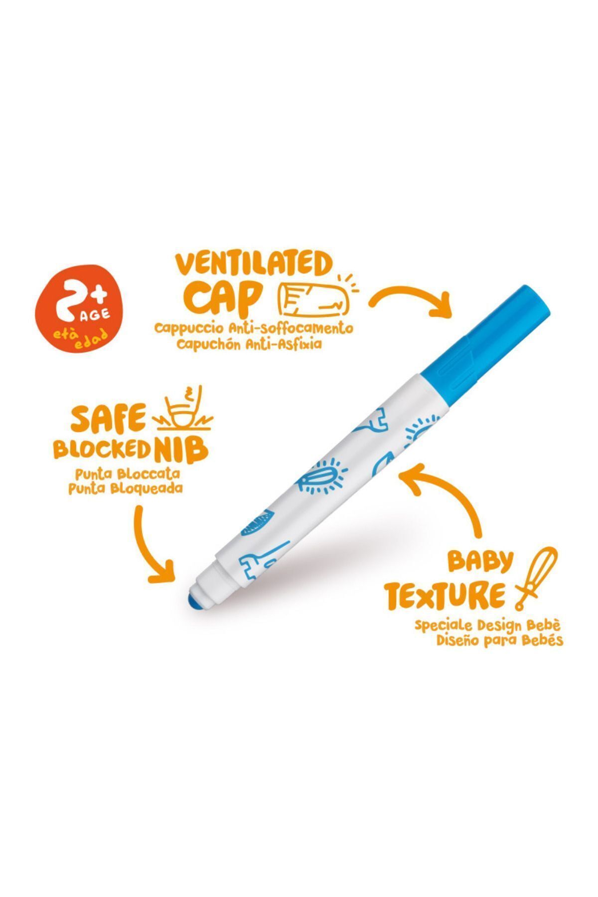 مداد رنگی چند رنگ پسرانه و دخترانه بچگانه Baby Super Pan Paint Pen Washable 6 با Carioca