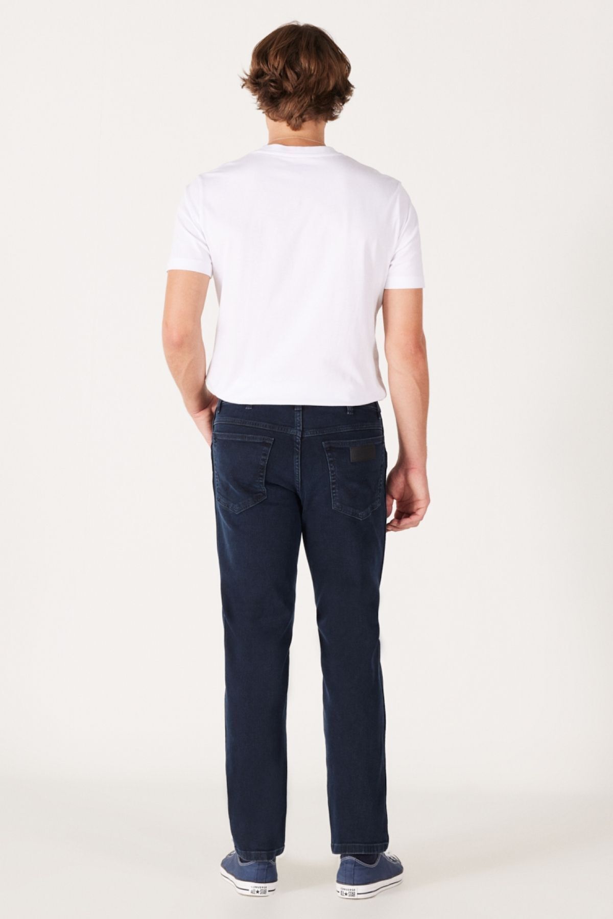 شلوار جین آبی مردانه با انعطاف پذیر تیره به طور منظم مناسب کمر Wrangler