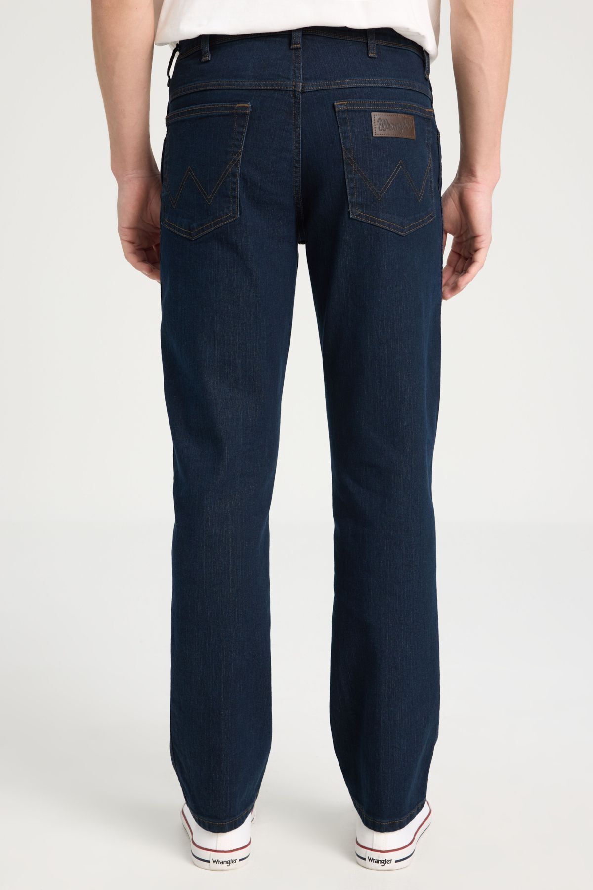 شلوار جین آبی مردانه تگزاس مستقیم کمر مناسب تیره انعطاف پذیر Wrangler
