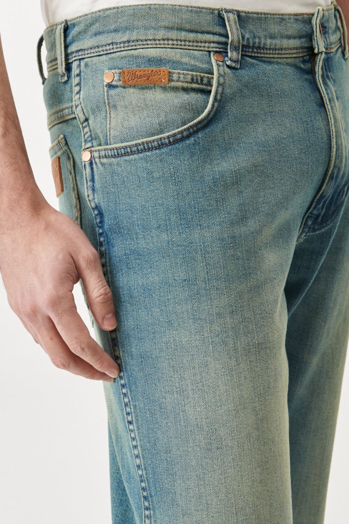 شلوار جین آبی مردانه تگزاس به طور منظم مناسب کمر طبیعی برش است Wrangler