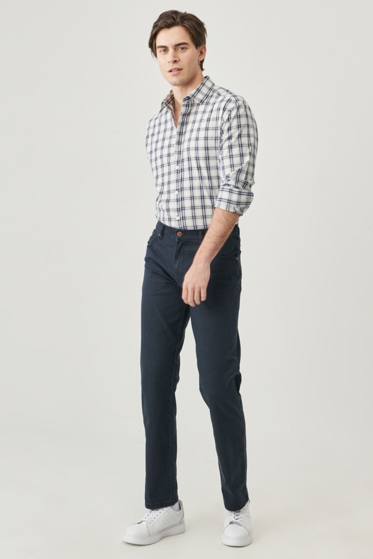 شلوار جین آبی مردانه تگزاس مستقیم فلش ساده کمر معمولی انعطاف پذیر PANTS Wrangler